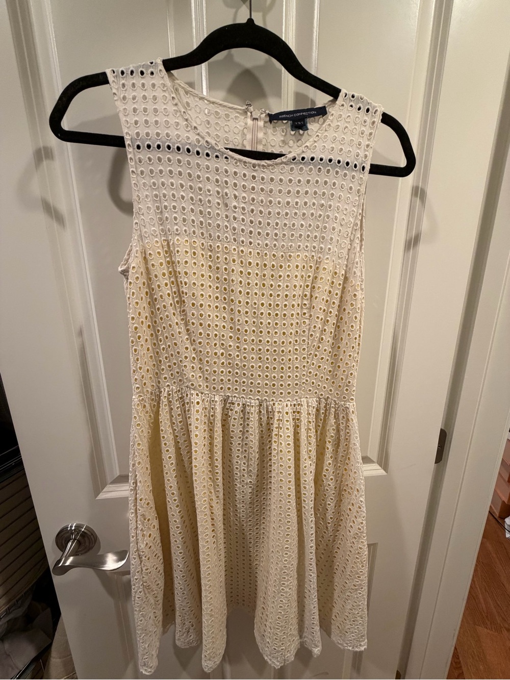 French Connection Cream and White Eyelet Fit-and-Flare Dress